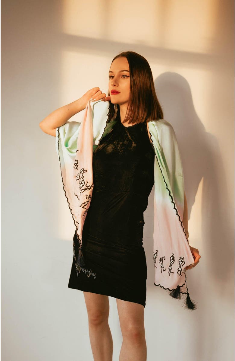 RAAS Varli Embroidered Shaded Scarf, Alternate, color, Light Pink Shaded