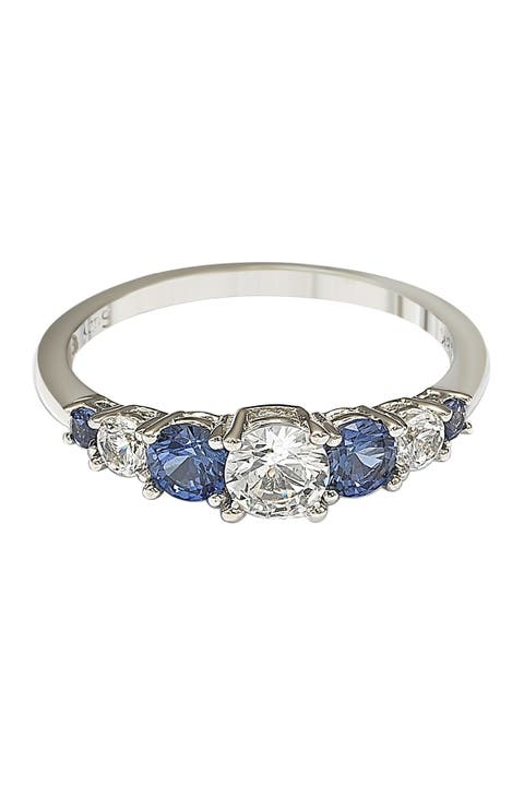 Sterling Silver Sapphire & Diamond Accent 7-Stone Ring - 1.75 ctw