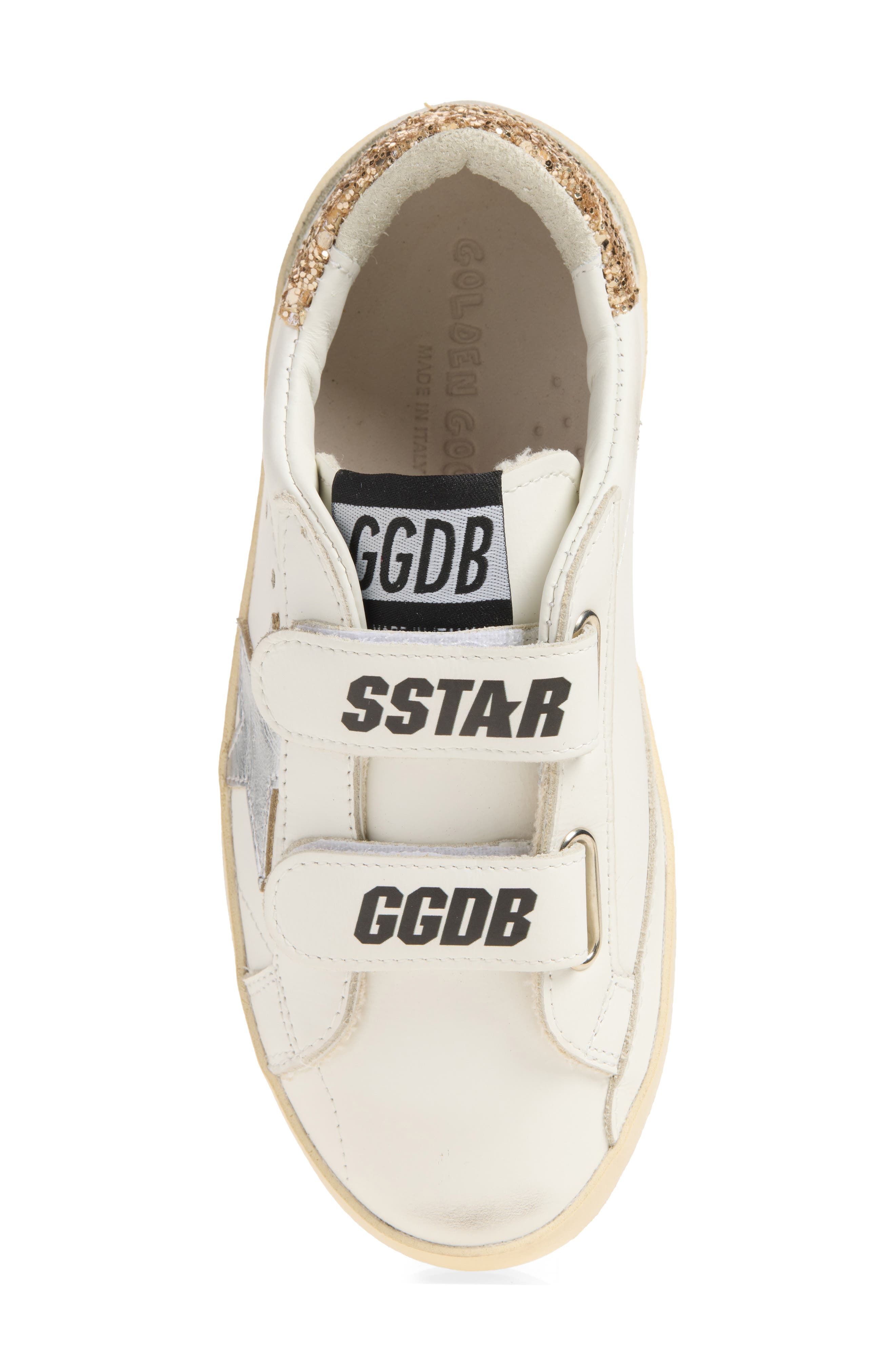 Kids' Old School Sneaker, Alternate, color, WHITE/ SILVER/ LIGHT GOLD/ ICE