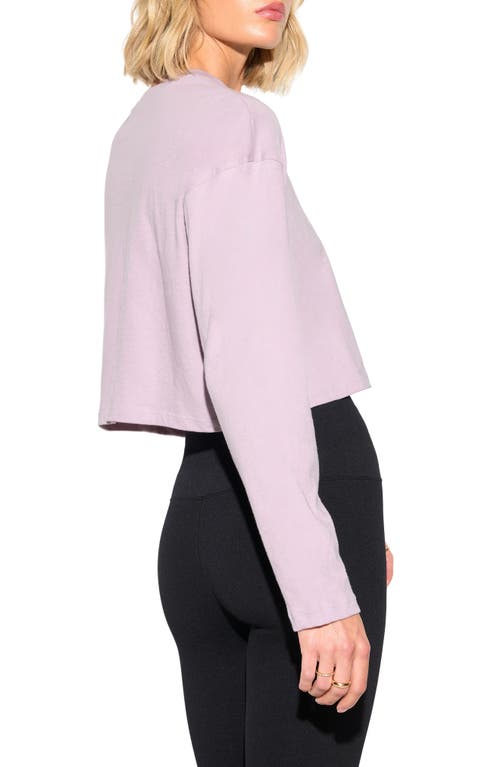 Spiritual Gangster Optimist Drew Long Sleeve Crop Cotton Graphic T-shirt In Pink