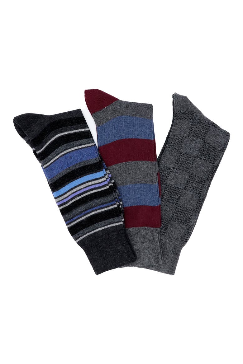 Dress Crew Socks - Pack of 3, Main, color, CHARCOAL