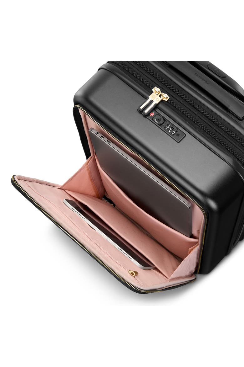 Mobile Solution 2 Expandable 22" Carry On Spinner Luggage, Alternate, color, Black