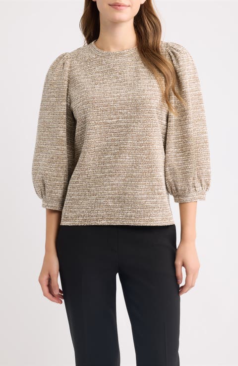 Boucle Knit Balloon Sleeve Top