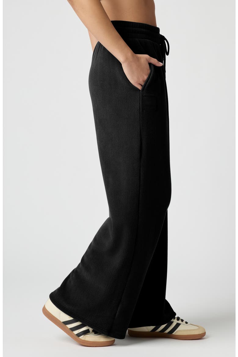 Polar Fleece Wide Leg Sweatpants, Alternate, color, BLACK