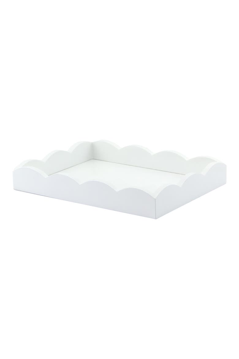 Scalloped Wood Tray, Main, color, WHITE