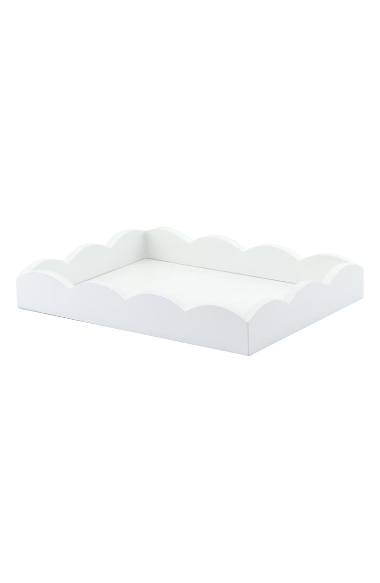 Addison Ross London Scalloped Wood Tray, Main, color, White