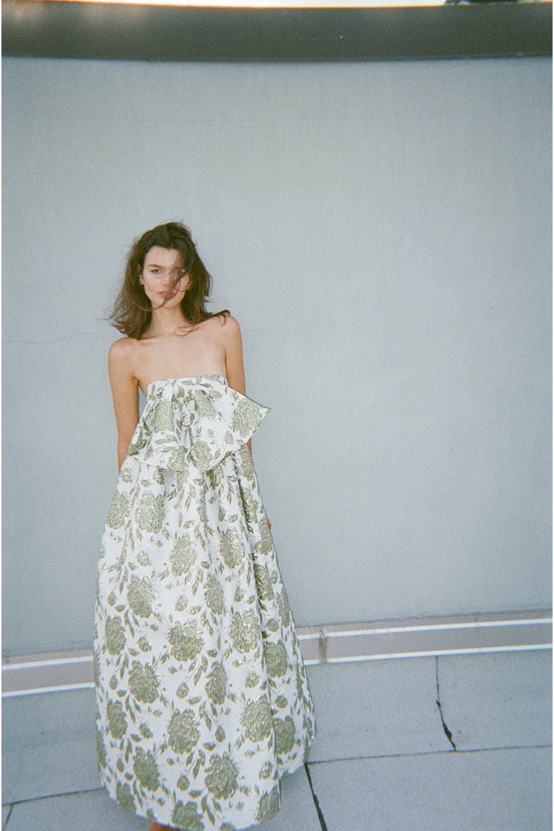 Brocade Bow Gown, Alternate, color, Emerald