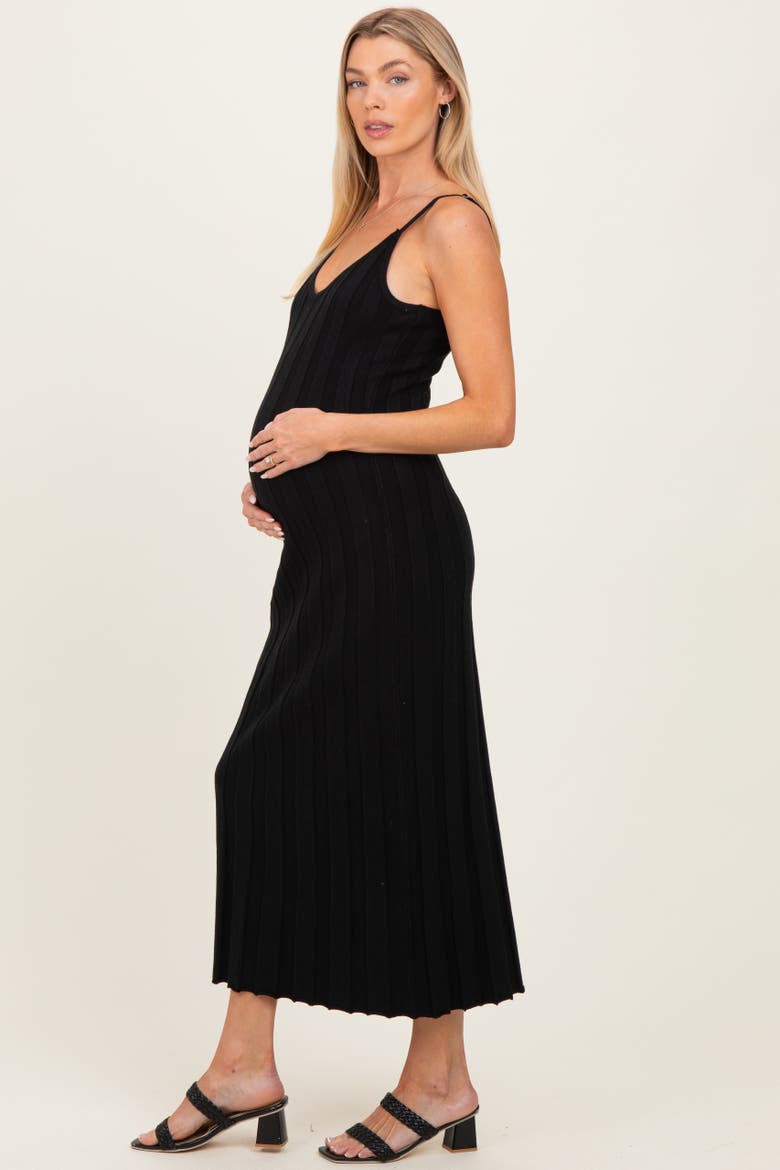 Rib Knit Sleeveless Maxi Dress, Alternate, color, Black