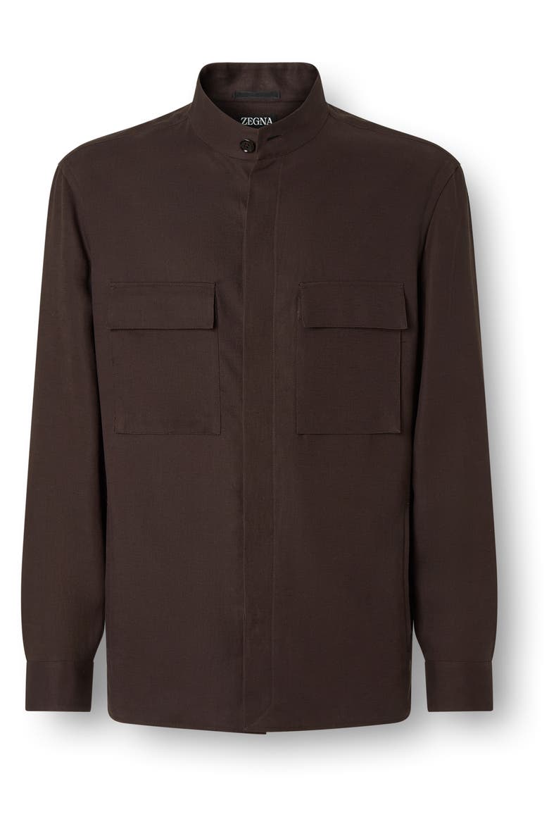 Oasi Lino Overshirt, Alternate, color, DARK BROWN