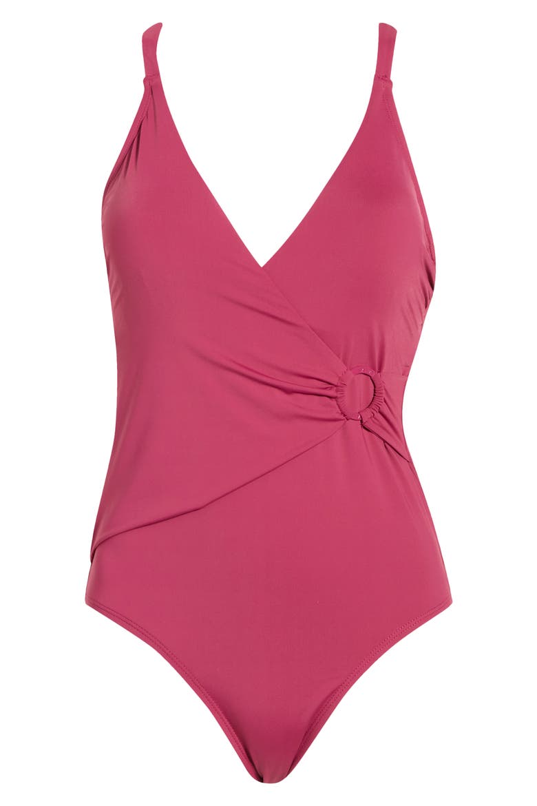 Gina Surplice Underwire One-Piece Swimsuit, Alternate, color, MULBERRY