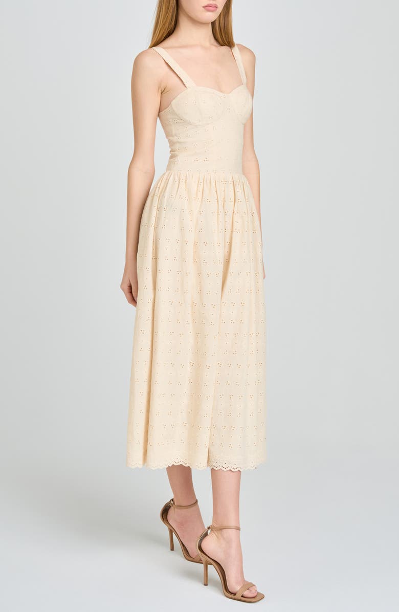 WAYF Lillian Eyelet Cotton Midi Dress, Alternate, color, Beige
