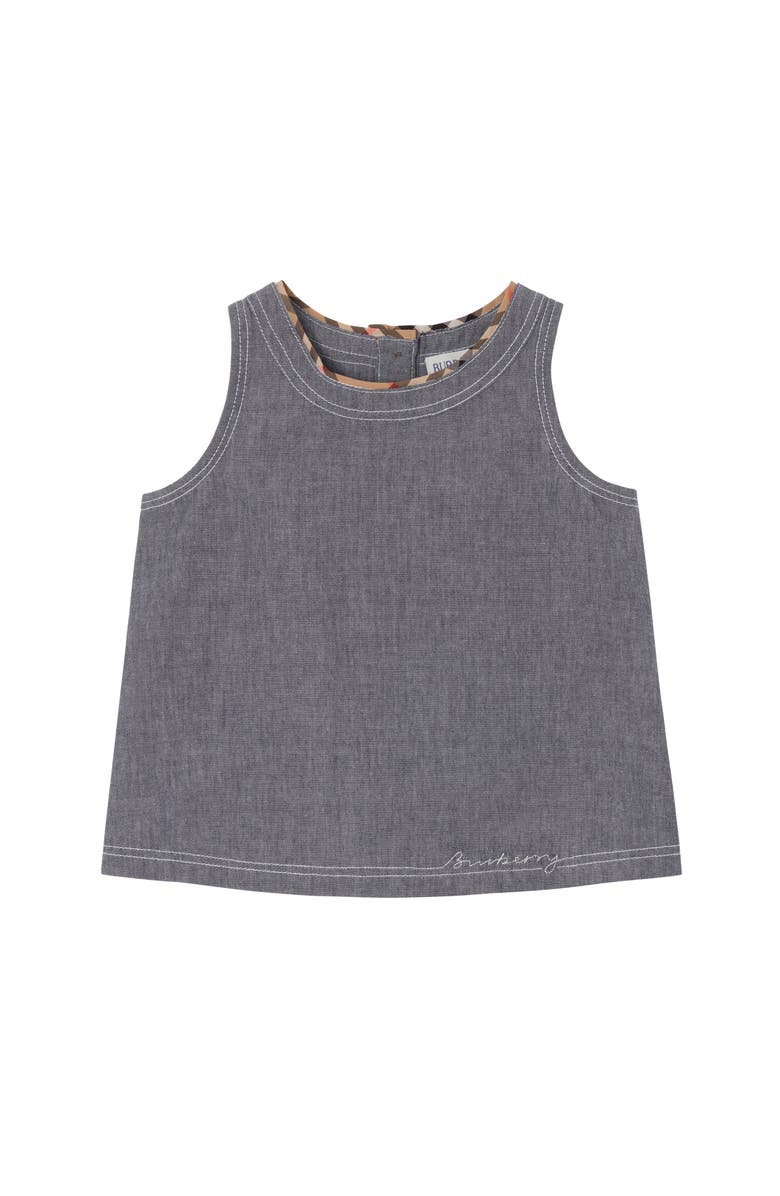 Burberry Cotton Chambray Dress, Main, color, Damson Blue Melange