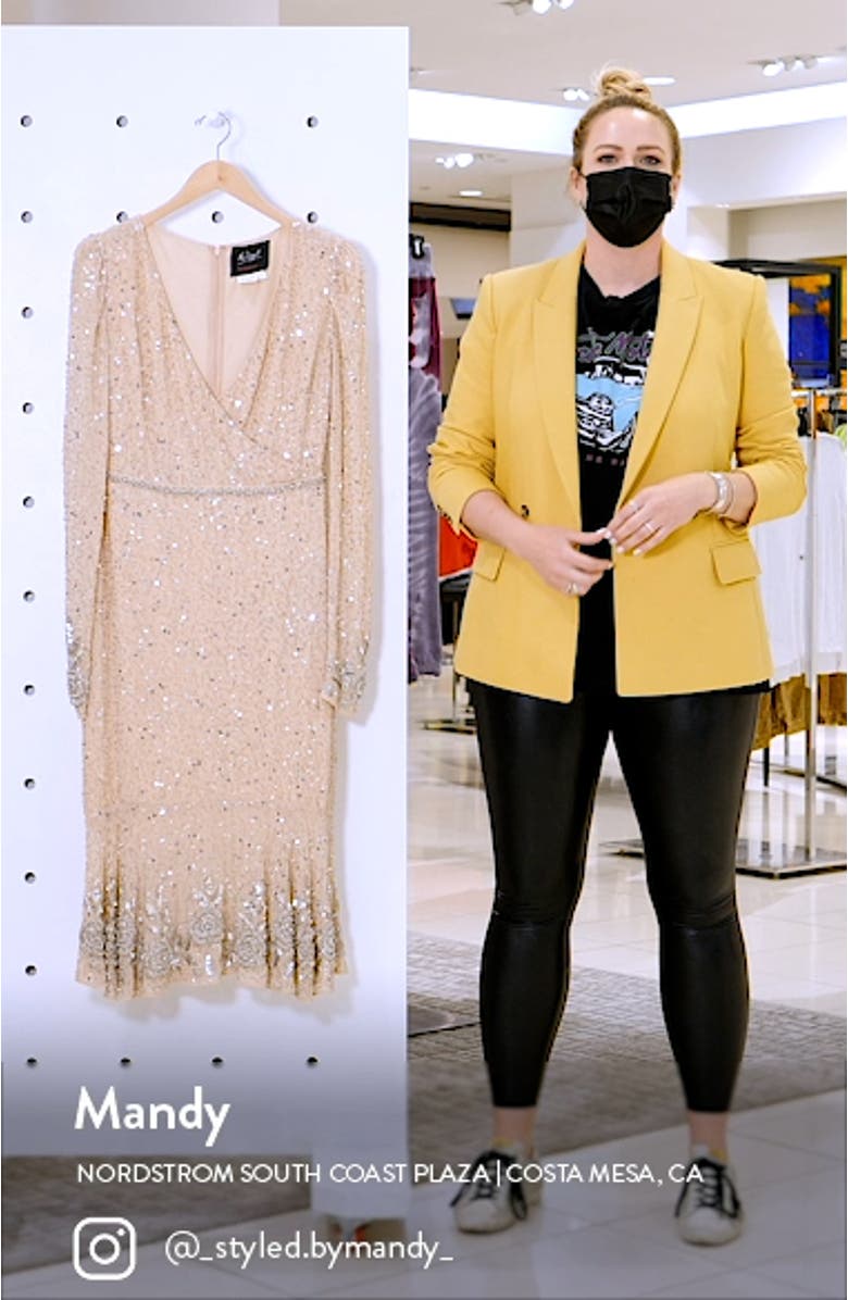 Long Sleeve Sequin Sheath Dress, sales video thumbnail