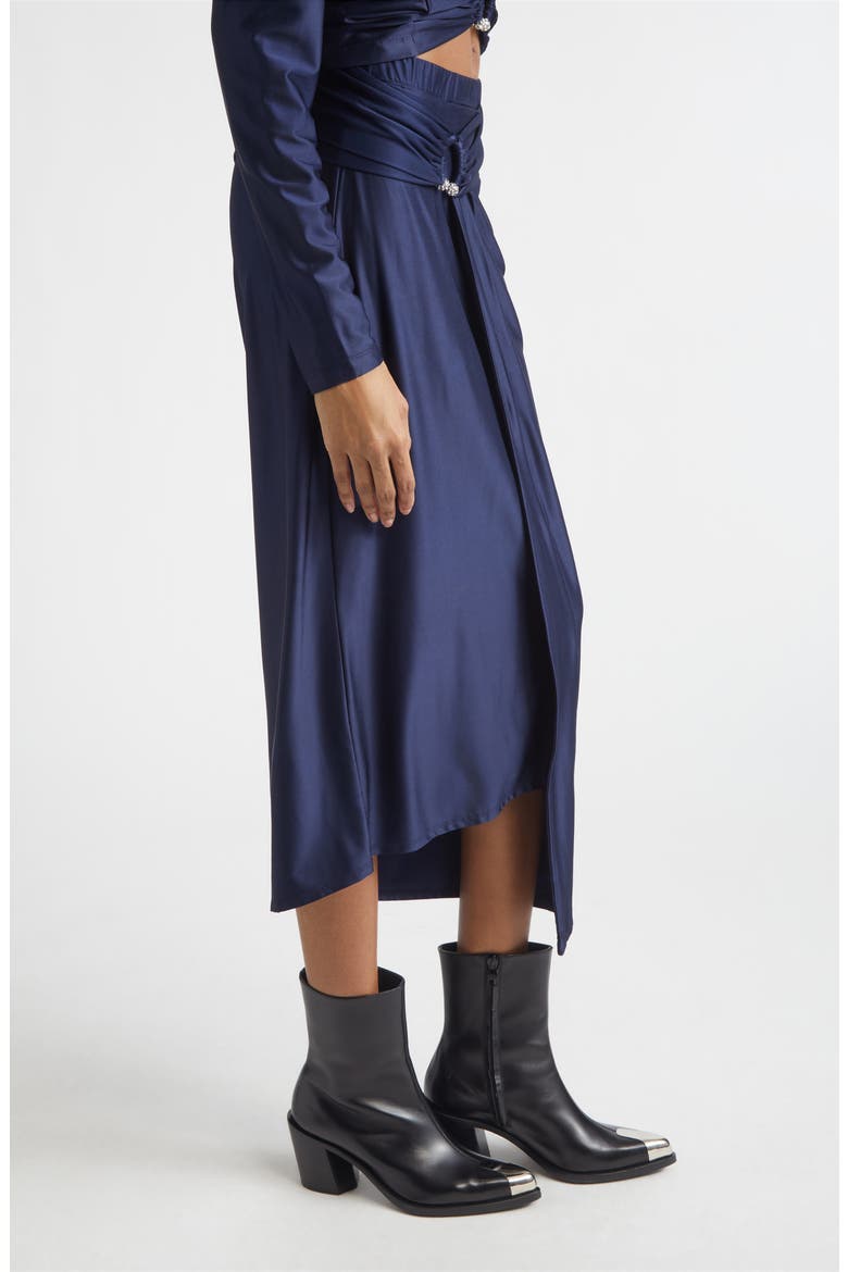 Pierced Asymmetric Jersey Midi Skirt, Alternate, color, DEEP NAVY