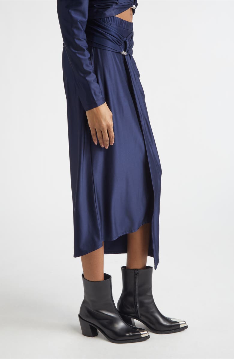 Rabanne Pierced Asymmetric Jersey Midi Skirt, Alternate, color, Deep Navy