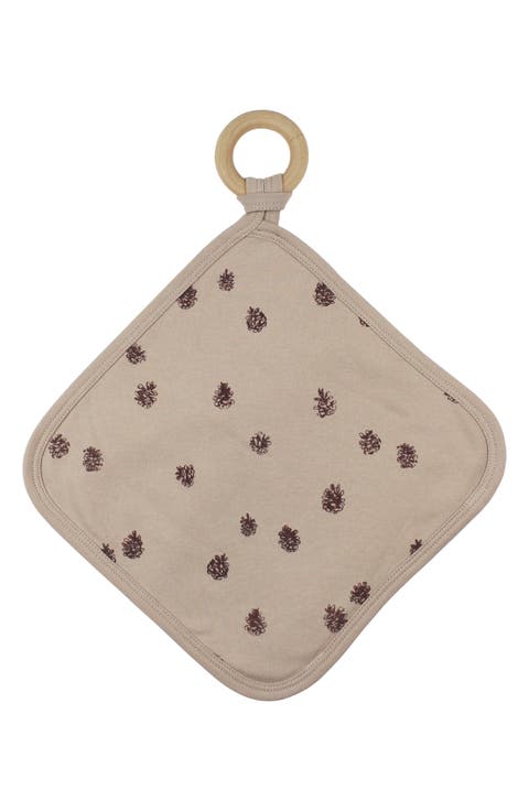 Print Organic Cotton Lovey with Removable Teething Ring
