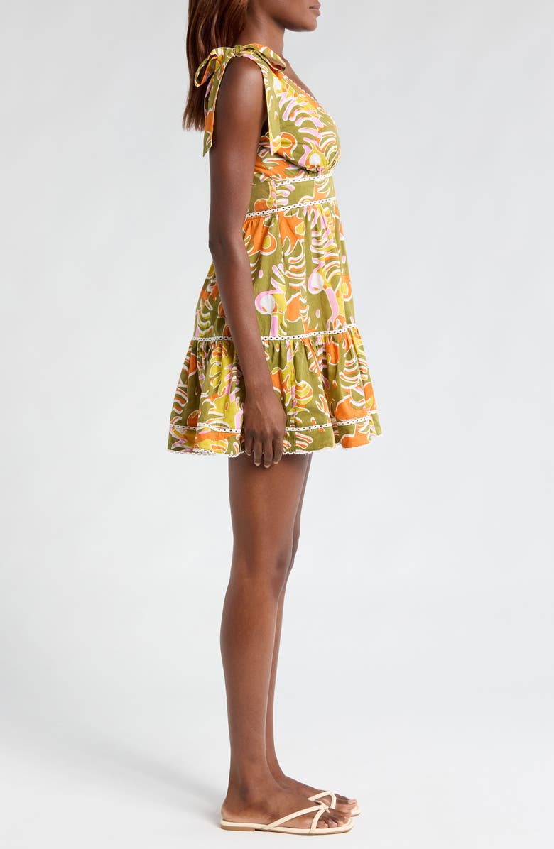 Poupette St Barth Cara Abstract Print Cotton Cover-Up Minidress, Alternate, color, Green