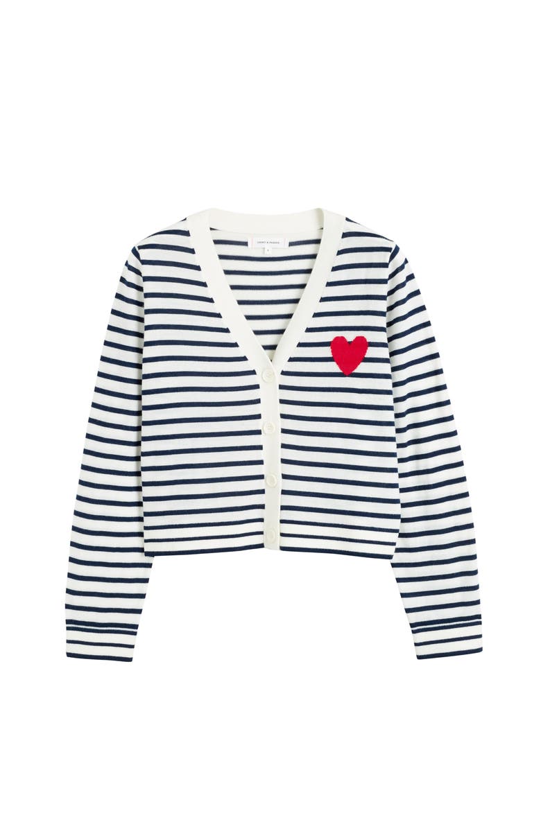 Chinti & Parker Pure Merino Heart Breton Cardigan, Alternate, color, Cream/Navy/True Red