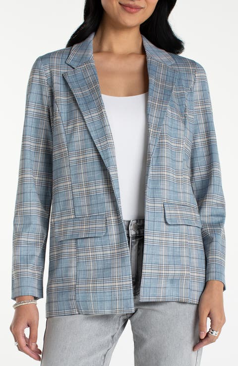 Liverpool Los Angeles Plaid Open Front Boyfriend Blazer (Regular & Petite)
