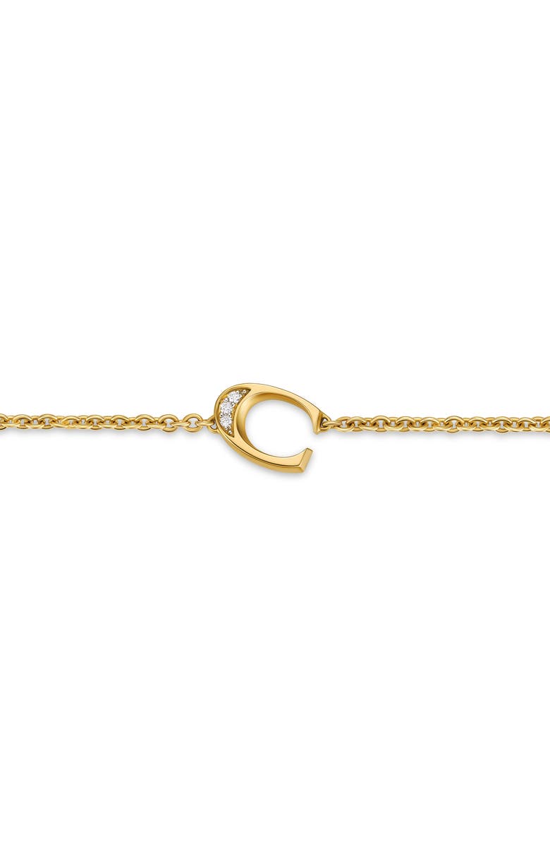 David Yurman Petite Pavé Initial Chain Bracelet in 18K Yellow Gold with Diamonds, Alternate, color, Diamond C