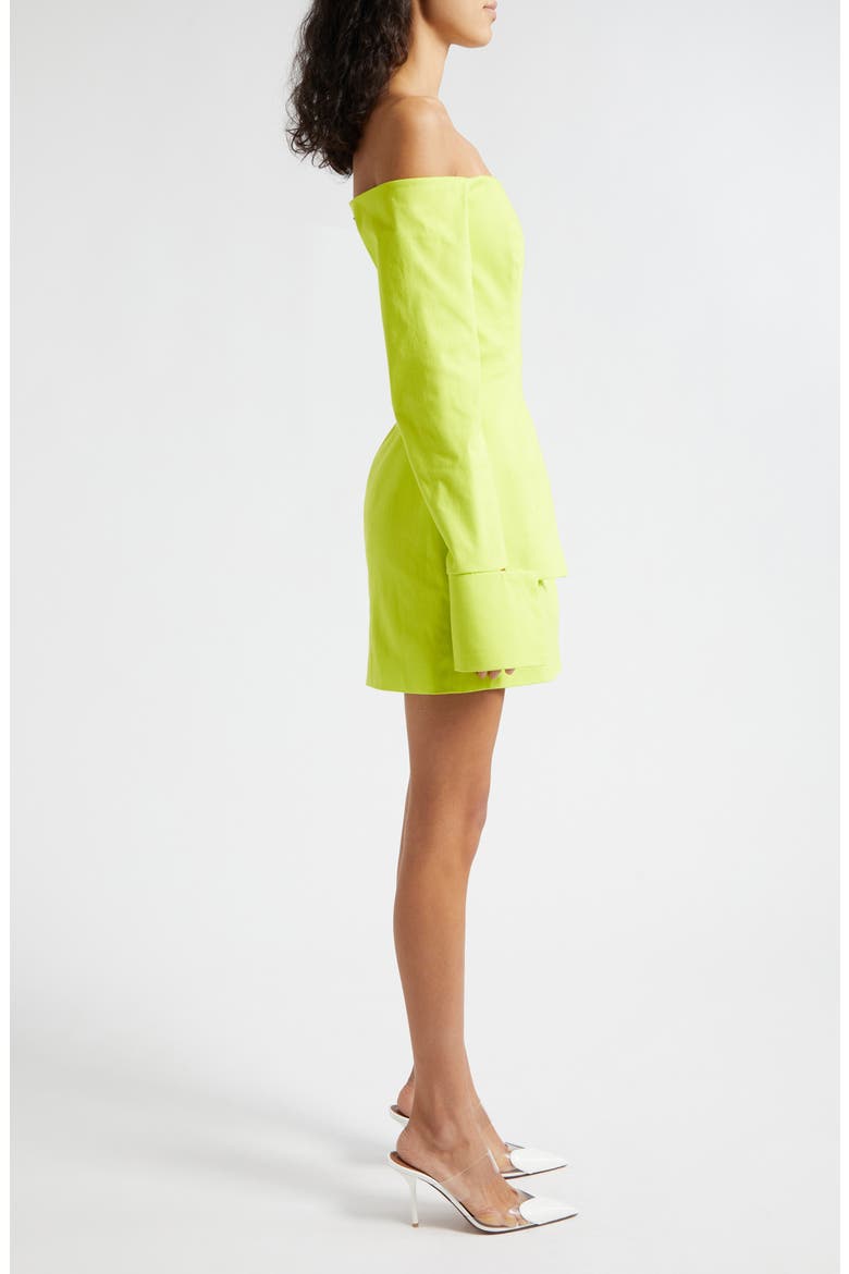 Ovia Long Sleeve Off the Shoulder Minidress, Alternate, color, CHARTREUSE