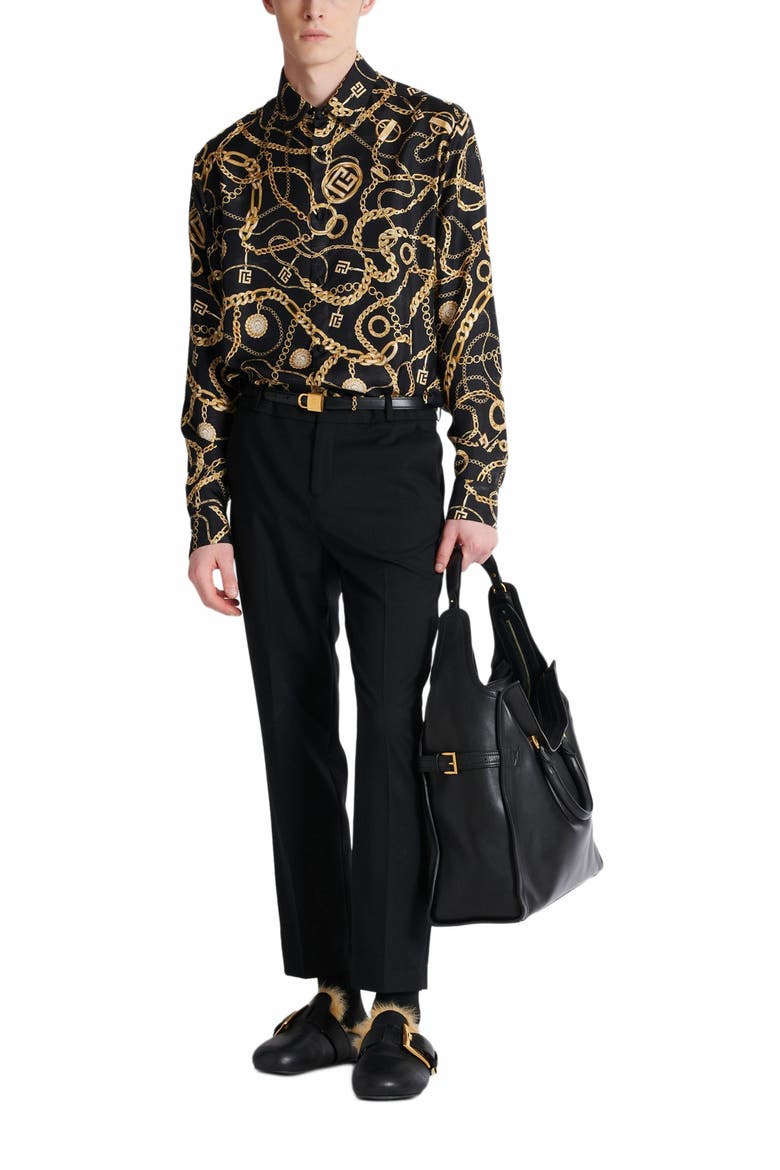 Straight-Leg Tailored Wool Trousers, Alternate, color, Black