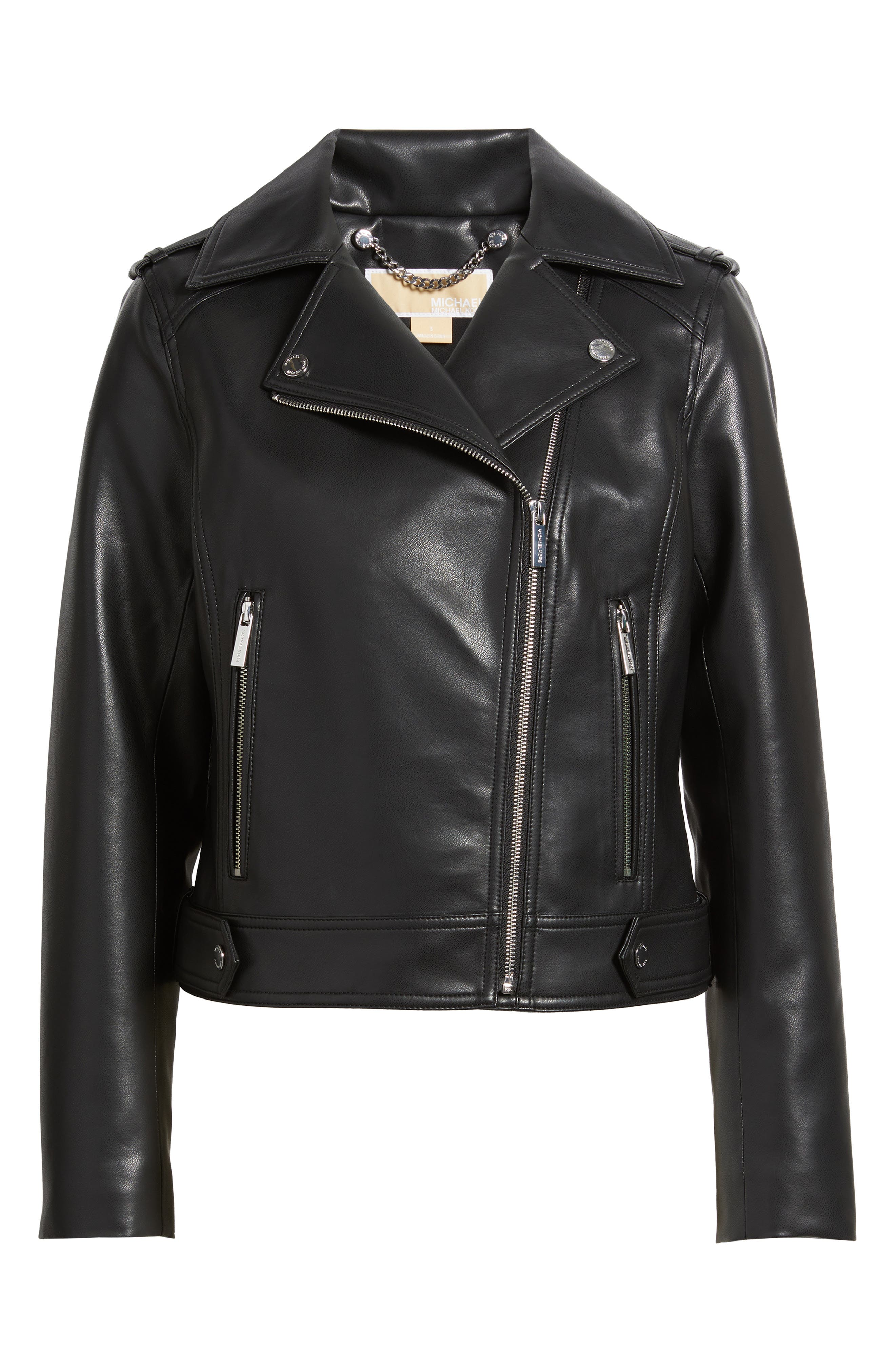 Женские Michael Kors Faux Leather Moto Jacket — фото 6