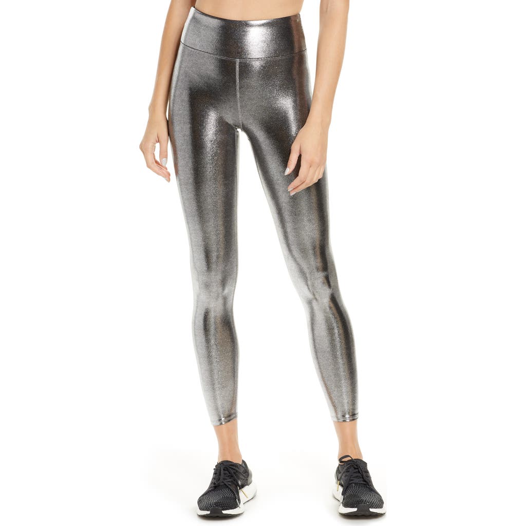 Heroine Sport Marvel Metallic High Waist Leggings in Platinum at Nordstrom, Size Large