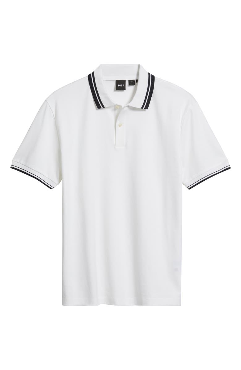 BOSS Parlay Tipped Cotton Polo, Main, color, White