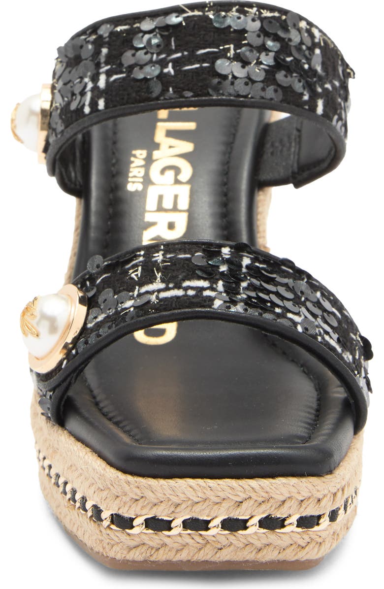KARL LAGERFELD PARIS Carsen Espadrille Platform Wedge Sandal, Alternate, color, Black