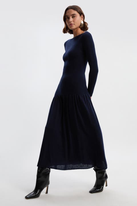 Wool Blend Sheer Knitted Skirt Dress