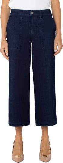 Liverpool Los Angeles Crop Wide Leg Denim Cargo Pants