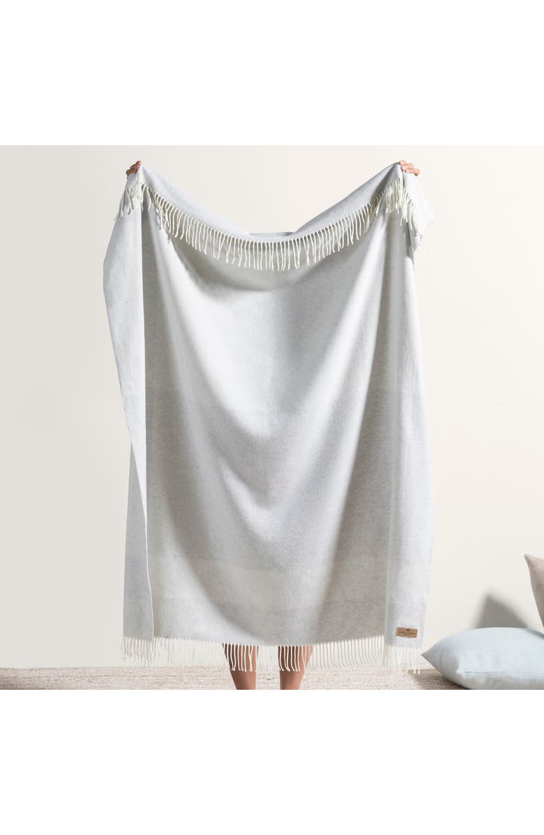 Lands Downunder Hampton Plaid Herringbone Throw, Alternate, color, Silver