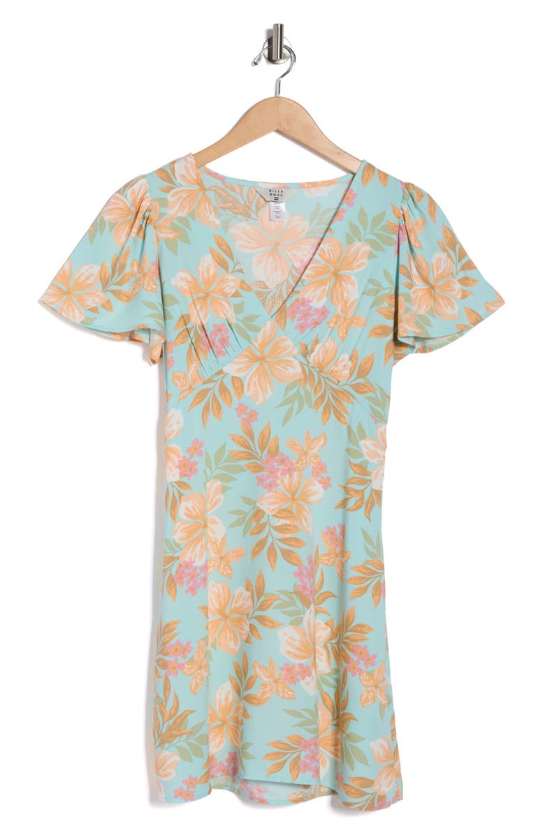 Billabong Such a Flirt Short Sleeve Minidress, Alternate, color, Coastal Blue