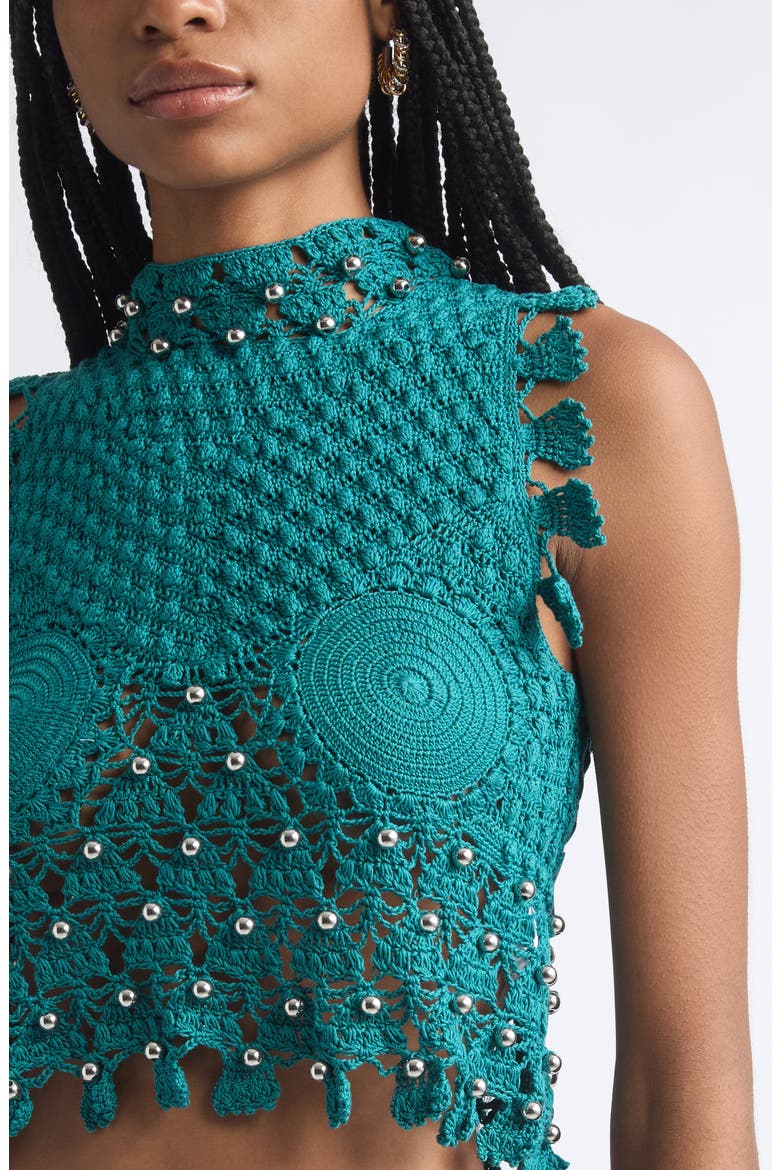 Sleeveless Crochet Top, Alternate, color, GREEN