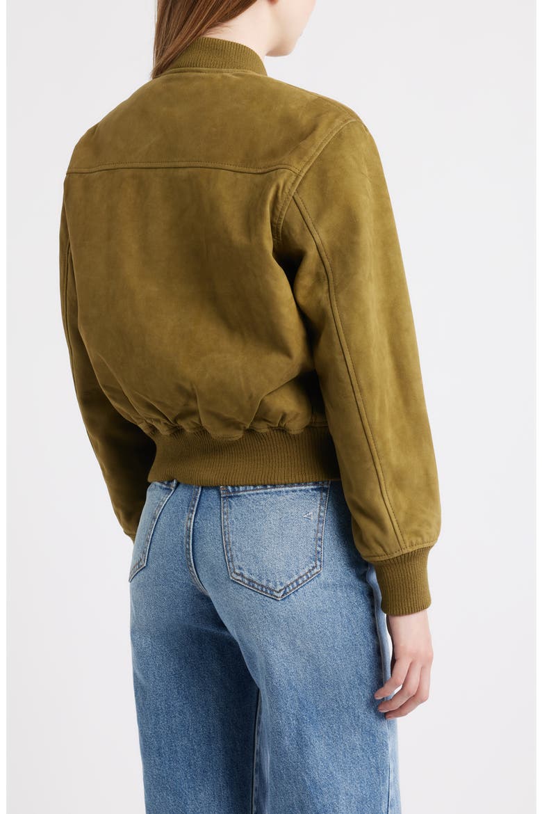 Suede Bomber Jacket, Alternate, color, OLIVE