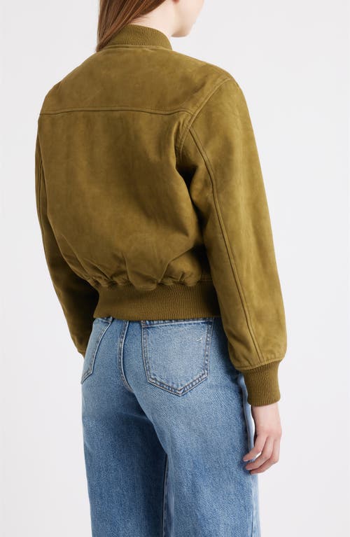 Schott Nyc Suede Bomber Jacket In Green