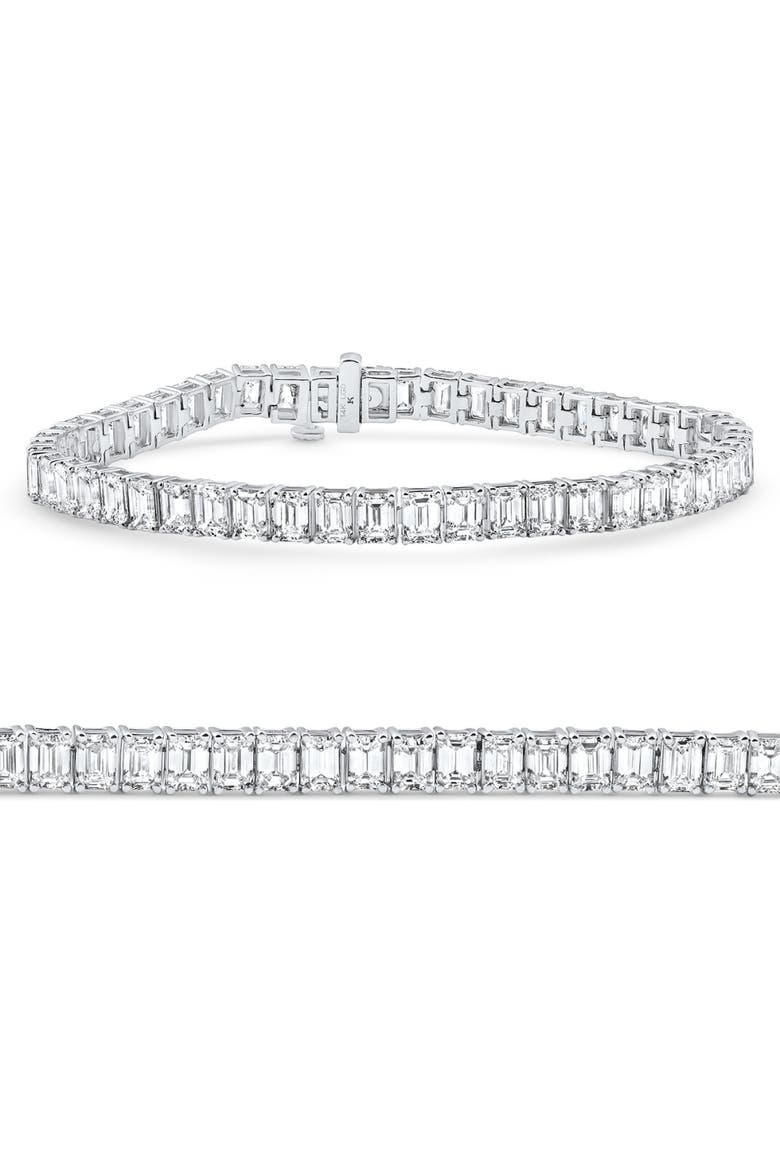15Ct Emerald Cut Diamond Tennis Bracelet 7" 14k Gold, Main, color, 14k White Gold