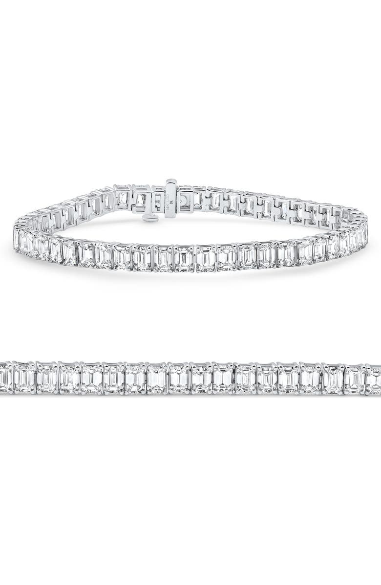 Bliss Diamond 15Ct Emerald Cut Diamond Tennis Bracelet 7" 14k Gold, Main, color, 14K White Gold