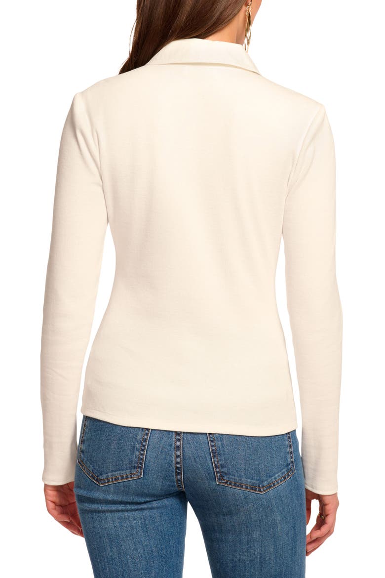 Laurenza Long Sleeve Rib Polo, Alternate, color, IVORY