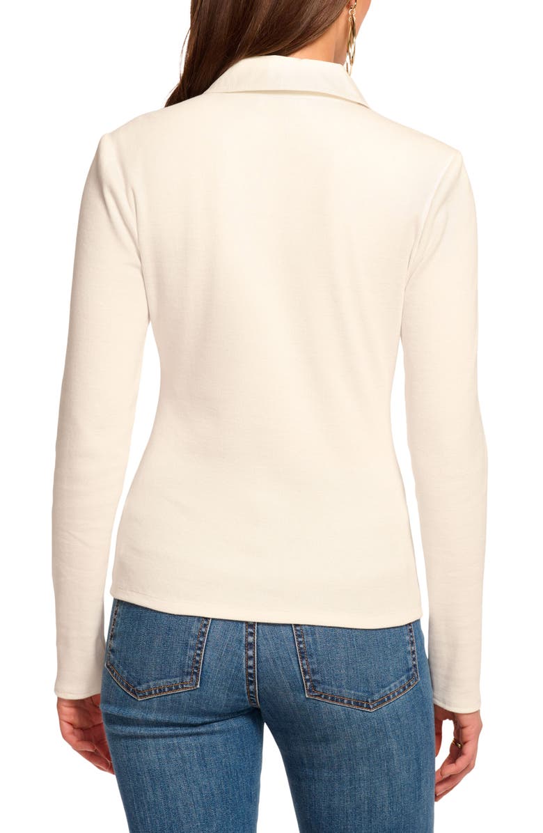 Ramy Brook Laurenza Long Sleeve Rib Polo, Alternate, color, Ivory
