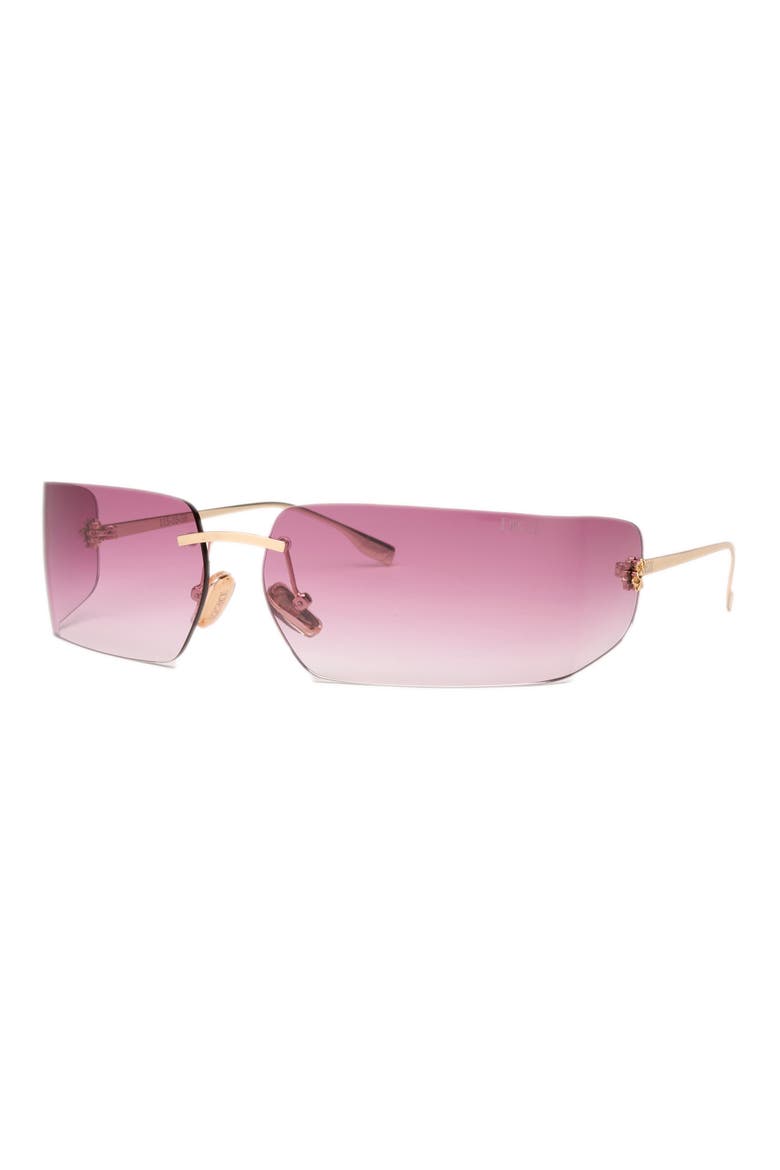 x Monet Moneybag$ 58mm Rimless Square Sunglasses, Alternate, color, GOLD / PLUM FADED