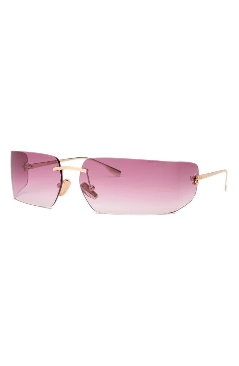 DEZI x Monet Moneybag$ 58mm Rimless Square Sunglasses, Alternate, color, Gold / Plum Faded