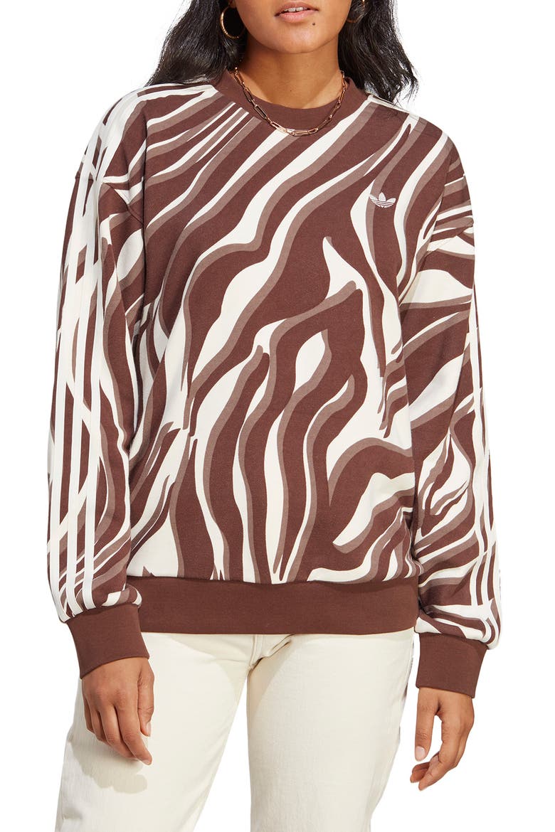 Abstract Animal Print Sweatshirt, Main, color, BROWN
