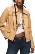 Lucky Brand Festival Braided Seamed Leather Jacket