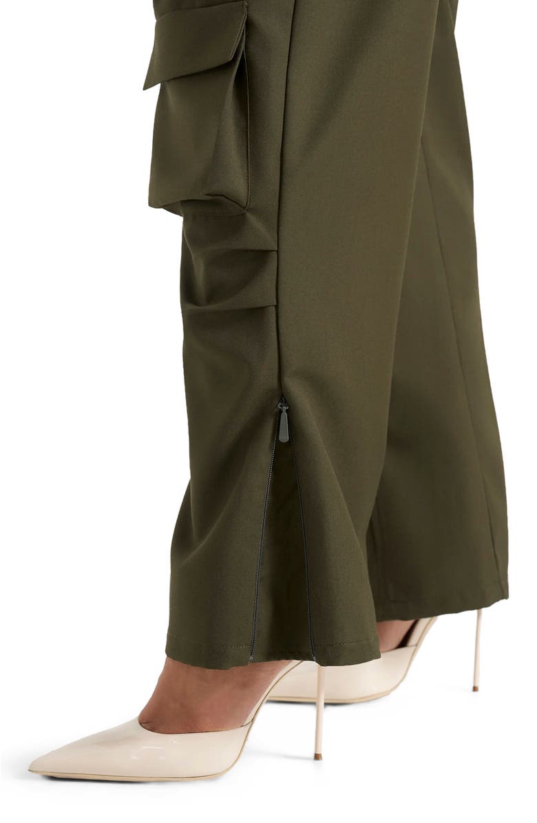 Manière De Voir Emilie Tailored High Rise Cargo Trousers, Alternate, color, Olive