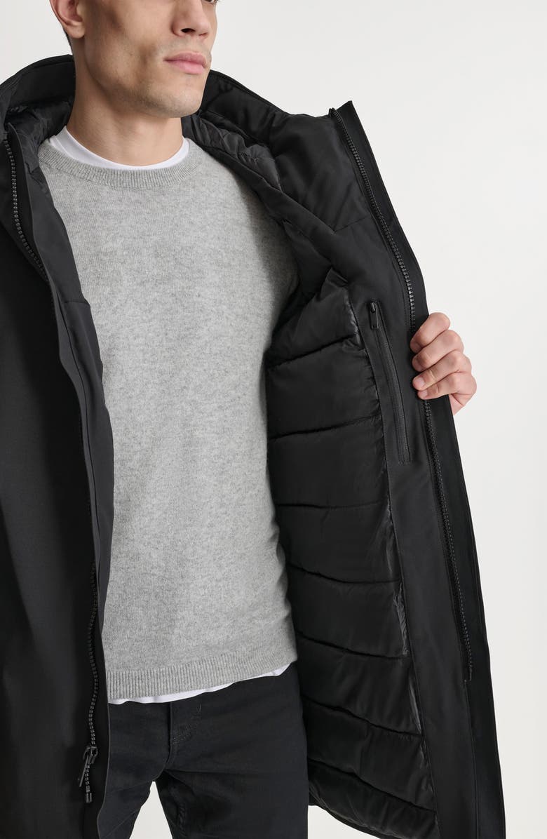 DKNY Stretch Arctic Hooded Jacket, Alternate, color, Black