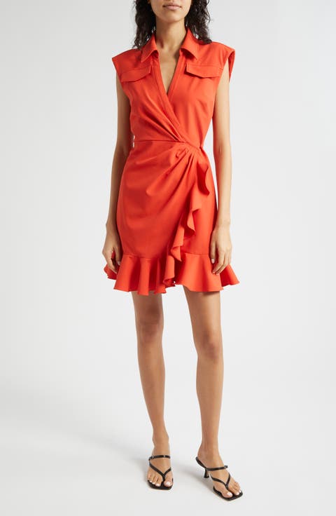 Zenni Ruffle Sleeveless Wrap Dress