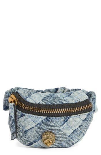 Kurt Geiger London Kensington Quilted Denim Wristlet In Blue