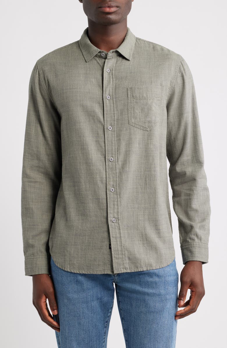Rails Wyatt Microcheck Cotton Button-Up Shirt, Main, color, Spruce Etch